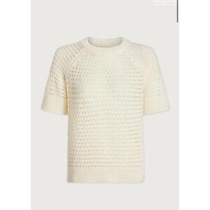 Varley Alva Women's Short Sleeve Knit Sweater Cream sz L